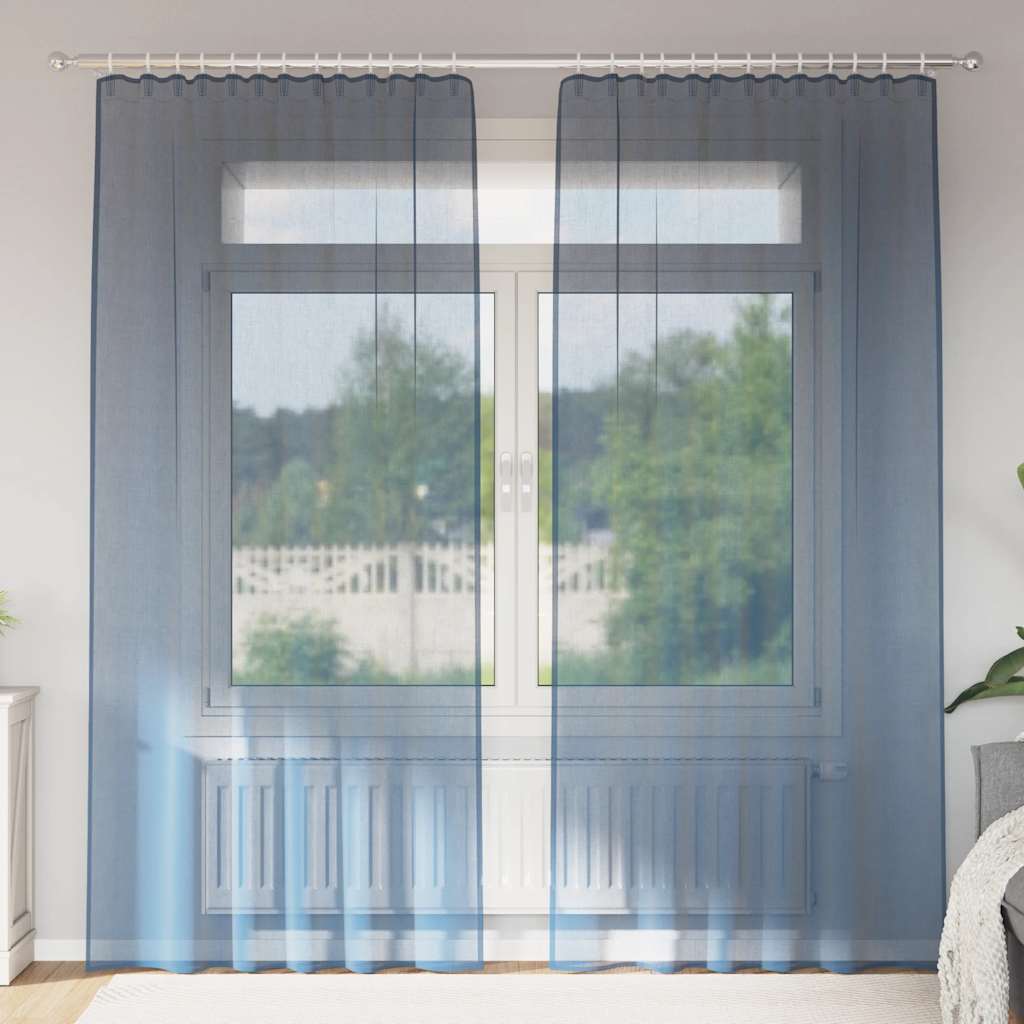 Tende in Voile con Tasche per Aste 2 pz Blu Reale | homemem39