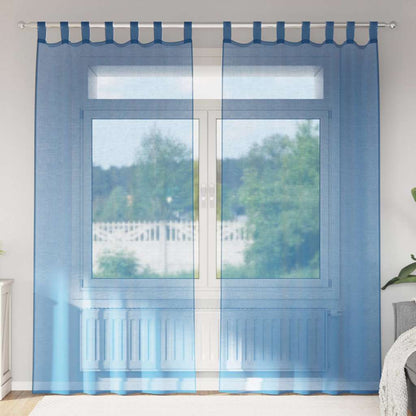 Tende in Voile con Tasche per Aste 2 pz Blu Reale | homemem39