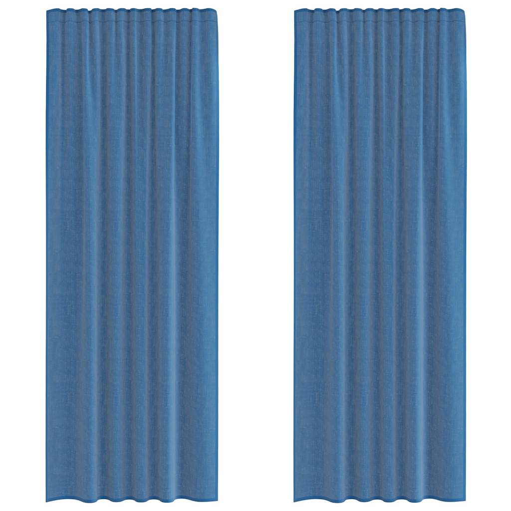 Tende in Voile con Tasche per Aste 2 pz Blu Reale | homemem39