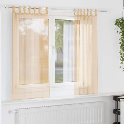 Tende in Voile con Tasche per Aste 2 pz Sabbia | homemem39