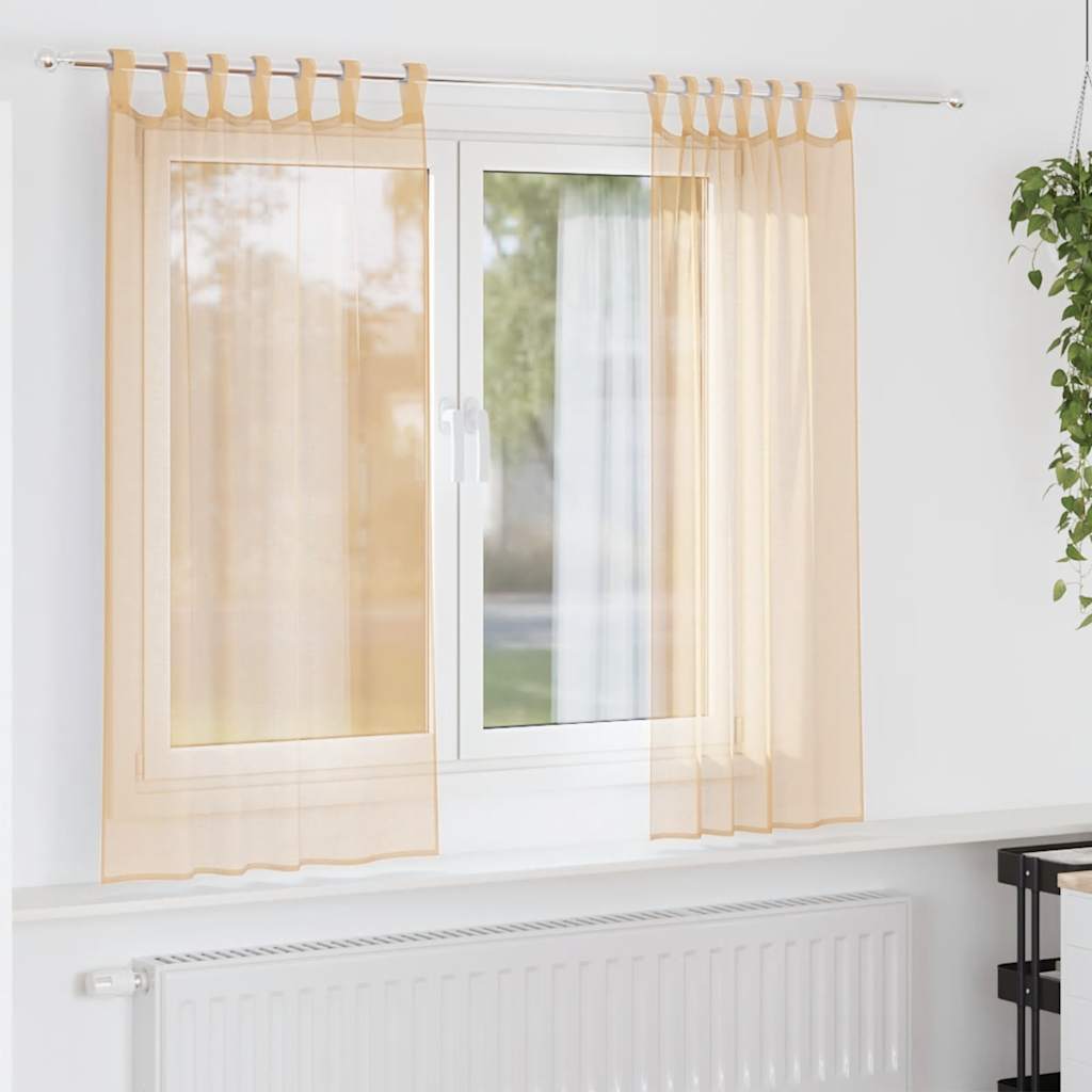 Tende in Voile con Tasche per Aste 2 pz Sabbia | homemem39
