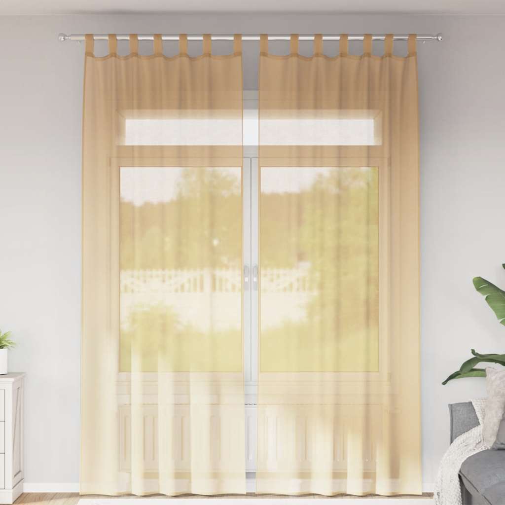 Tende in Voile con Tasche per Aste 2 pz Sabbia | homemem39
