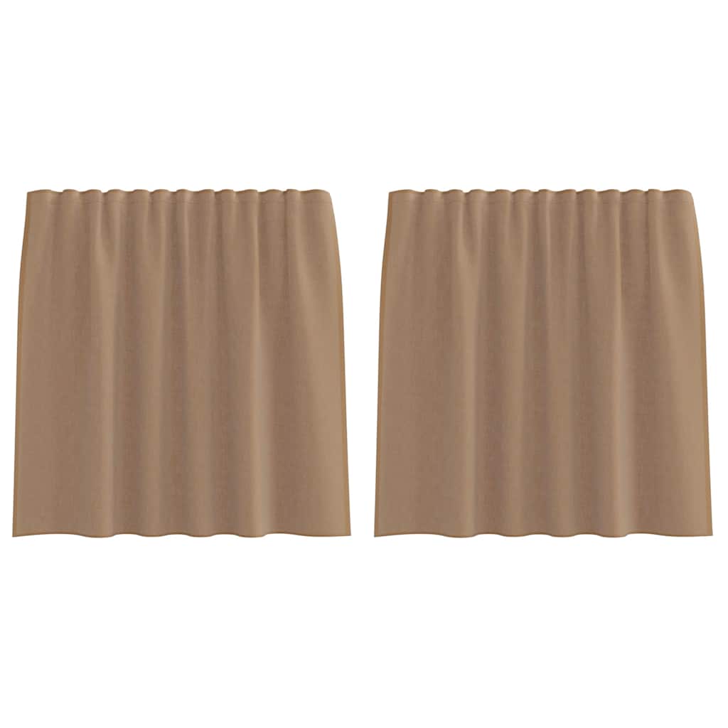 Tende in Voile con Tasche per Aste 2 pz Marrone Chiaro | homemem39