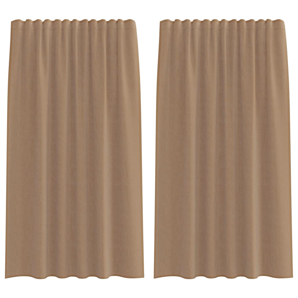 Tende in Voile con Tasche per Aste 2 pz Marrone Chiaro | homemem39