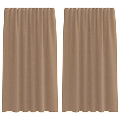 Tende in Voile con Tasche per Aste 2 pz Marrone Chiaro | homemem39