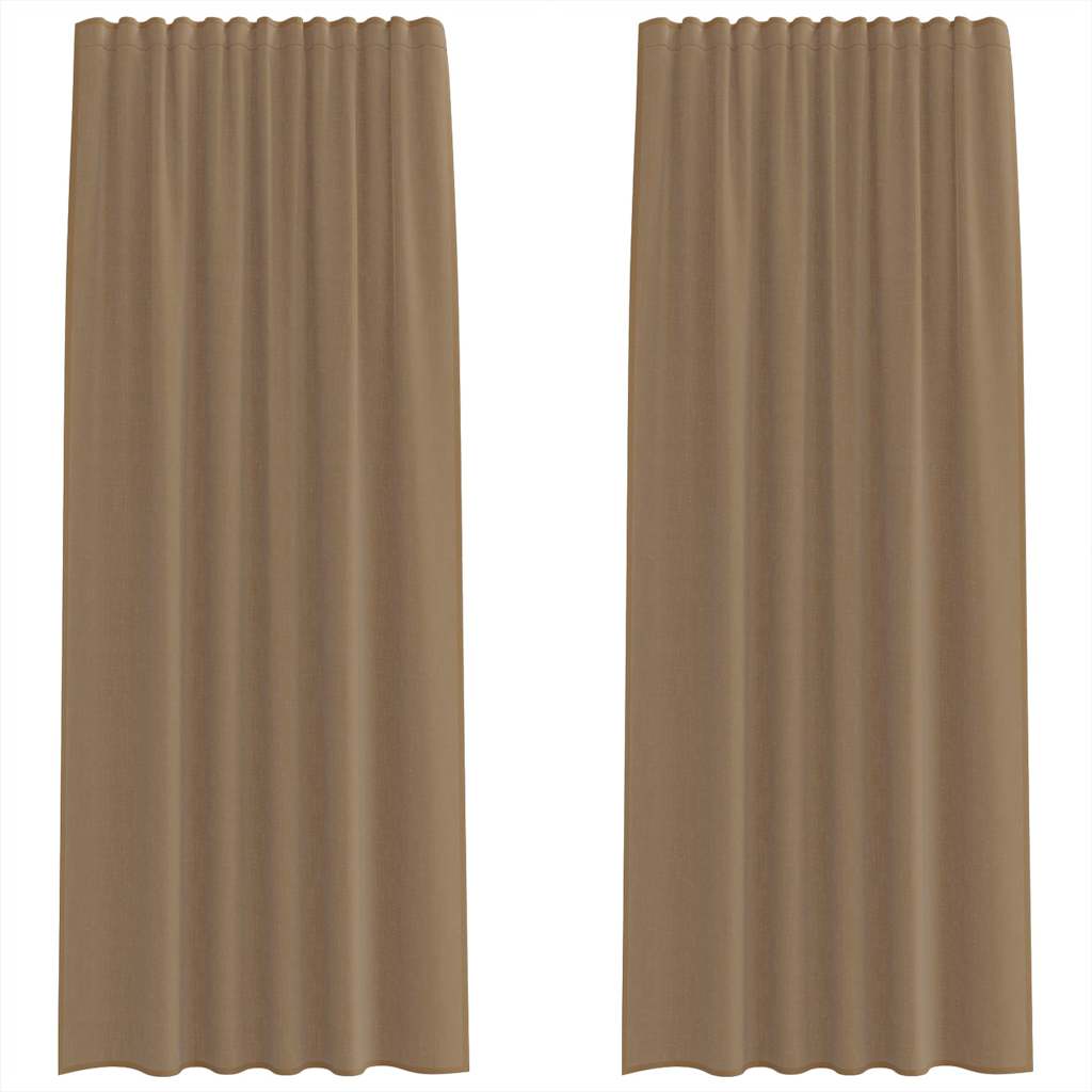 Tende in Voile con Tasche per Aste 2 pz Marrone Chiaro | homemem39