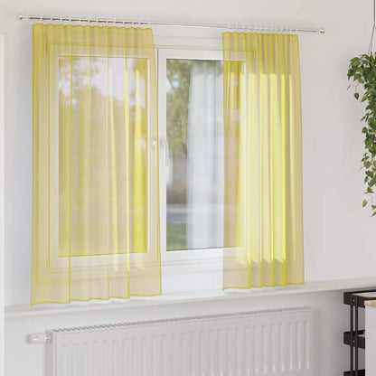 Tende in Voile con Tasche per Aste 2 pz Giallo | homemem39