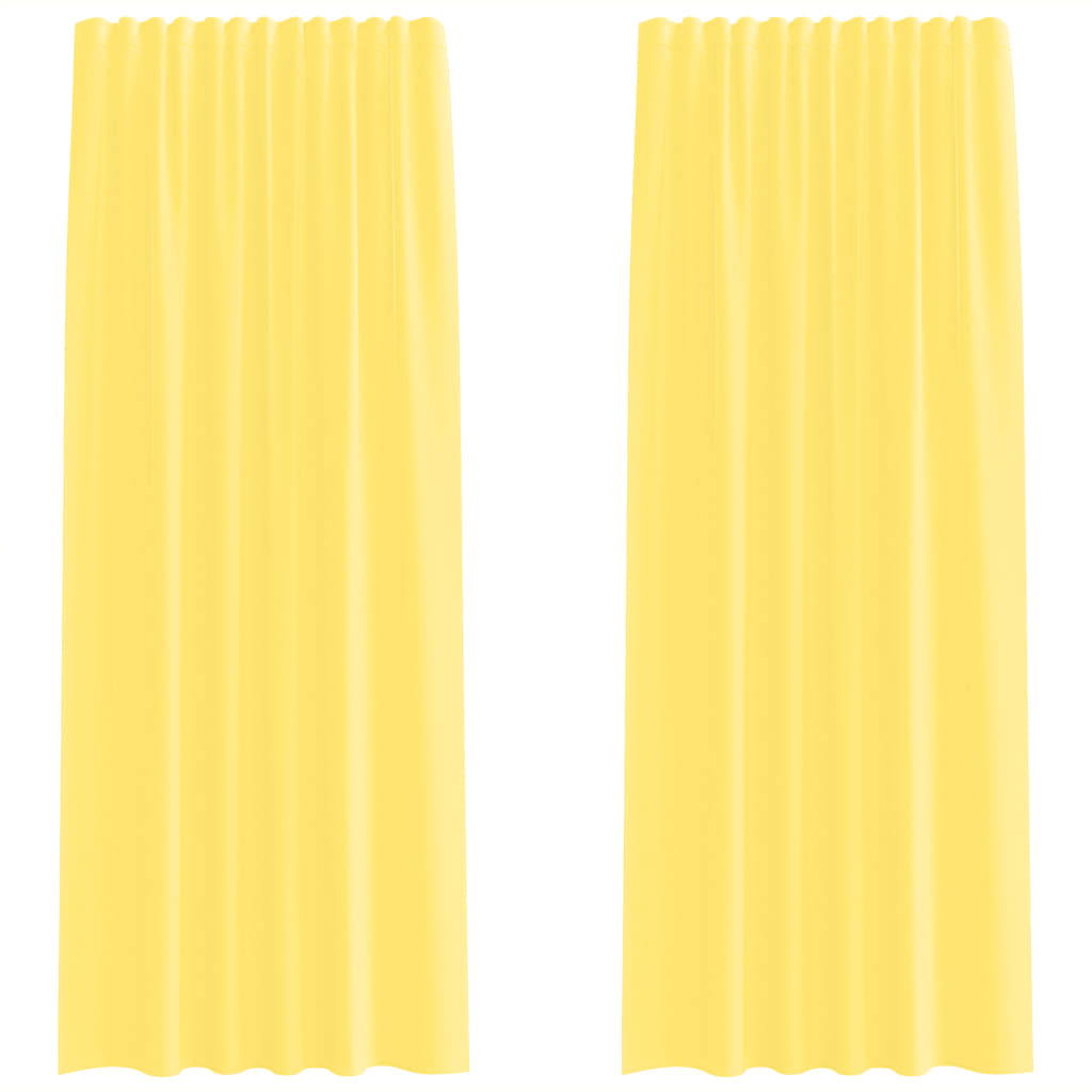 Tende in Voile con Tasche per Aste 2 pz Giallo