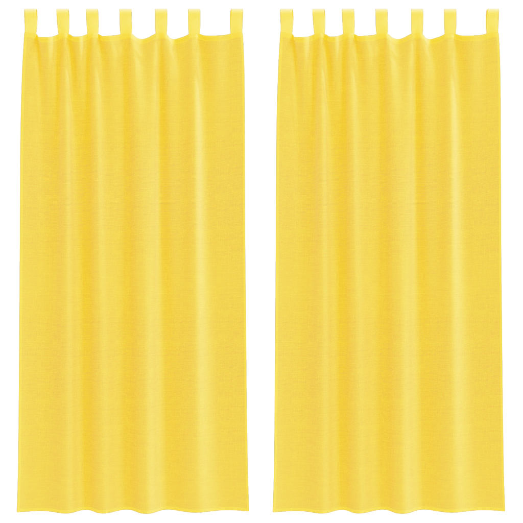 Tende in Voile con Tasche per Aste 2 pz Giallo