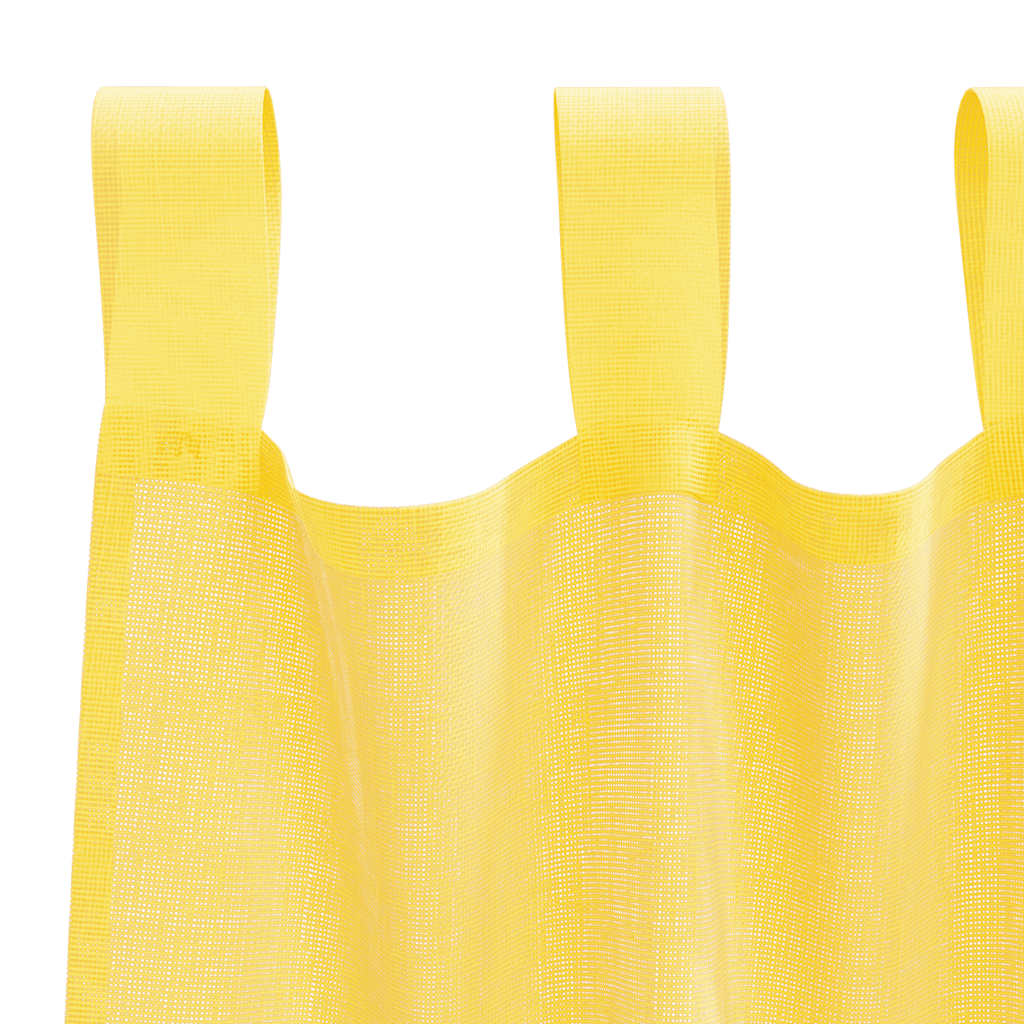 Tende in Voile con Tasche per Aste 2 pz Giallo