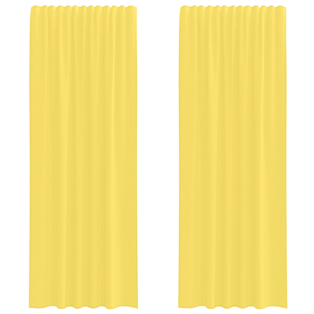 Tende in Voile con Tasche per Aste 2 pz Giallo | homemem39