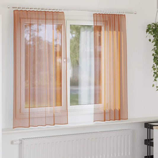 Tende in Voile con Tasche per Aste 2 pz Terracotta | homemem39