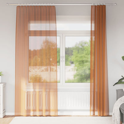 Tende in Voile con Tasche per Aste 2 pz Terracotta | homemem39