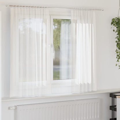 Tende in Voile con Tasche per Aste 2 pz Bianco | homemem39