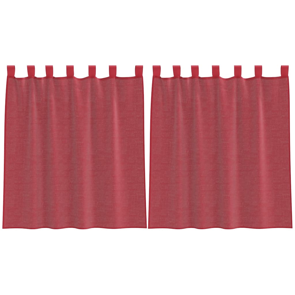 Tende in Voile con Tasche per Aste 2 pz Rosso Vino | homemem39