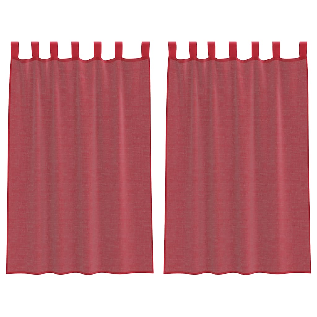 Tende in Voile con Tasche per Aste 2 pz Rosso Vino | homemem39