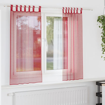 Tende in Voile con Tasche per Aste 2 pz Rosso Vino | homemem39