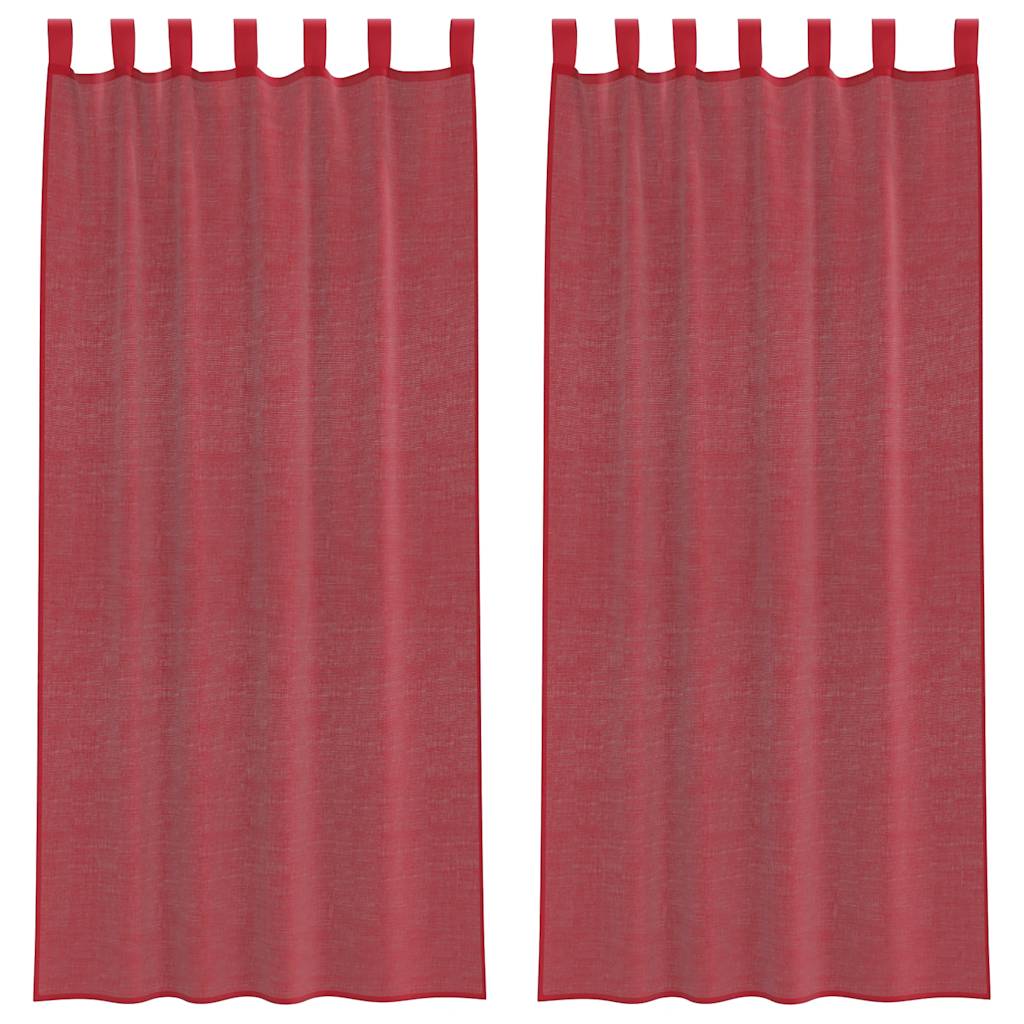 Tende in Voile con Tasche per Aste 2 pz Rosso Vino