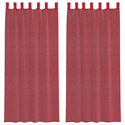 Tende in Voile con Tasche per Aste 2 pz Rosso Vino