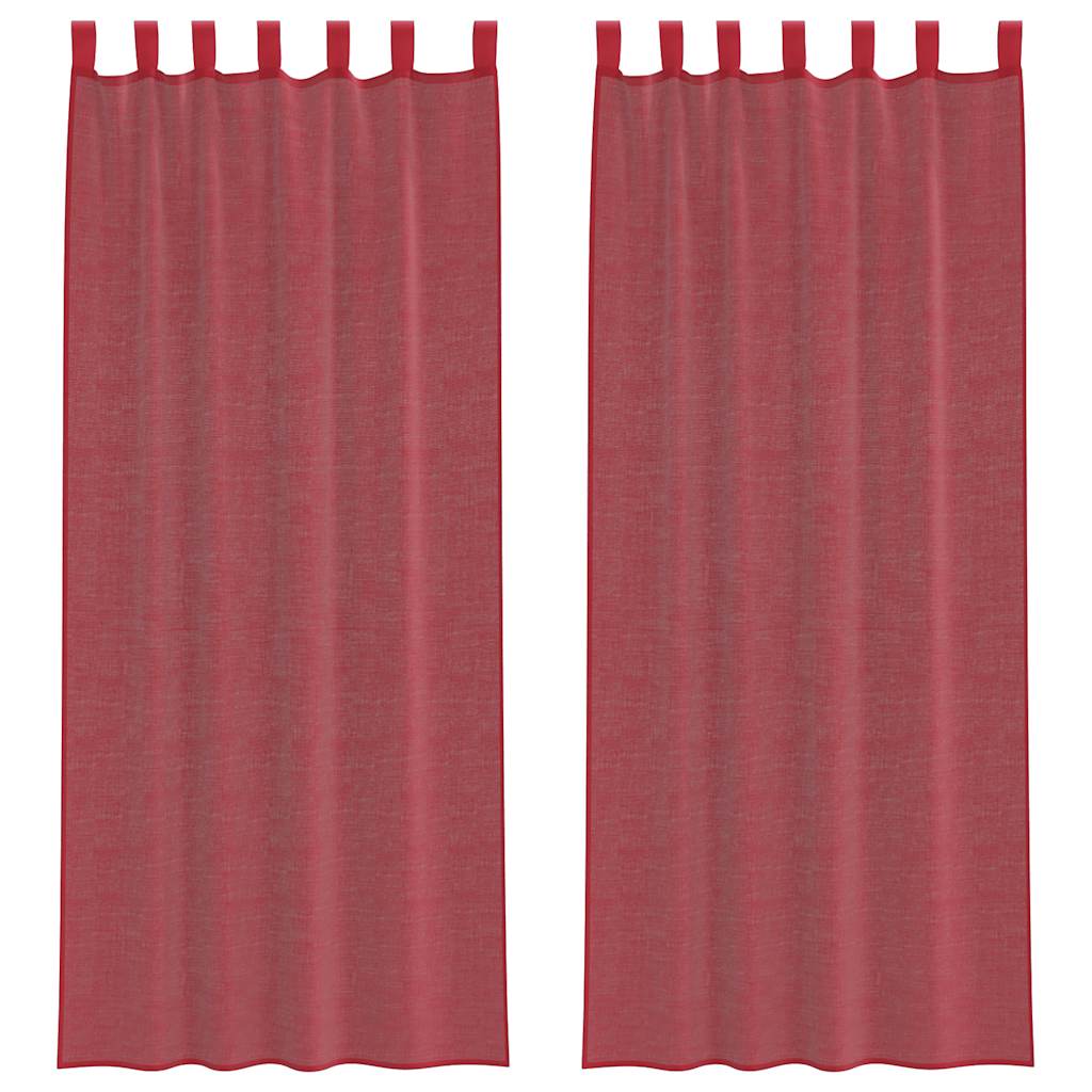 Tende in Voile con Tasche per Aste 2 pz Rosso Vino