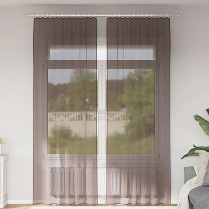 Tende in Voile con Linguetta 2 pz Marrone | homemem39