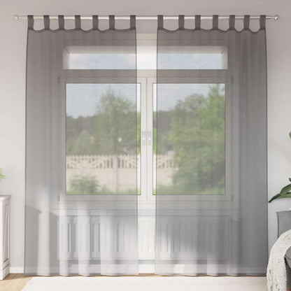 Tende in Voile con Passanti 2 pz Grigio Scuro 140x245 cm | homemem39