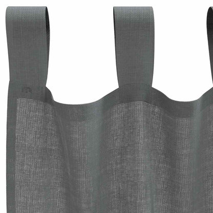 Tende in Voile con Passanti 2 pz Grigio Scuro 140x260 cm | homemem39