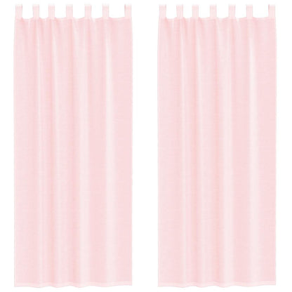 Tende in Voile con Passanti 2 pz Rosa Chiaro 140x260 cm | homemem39