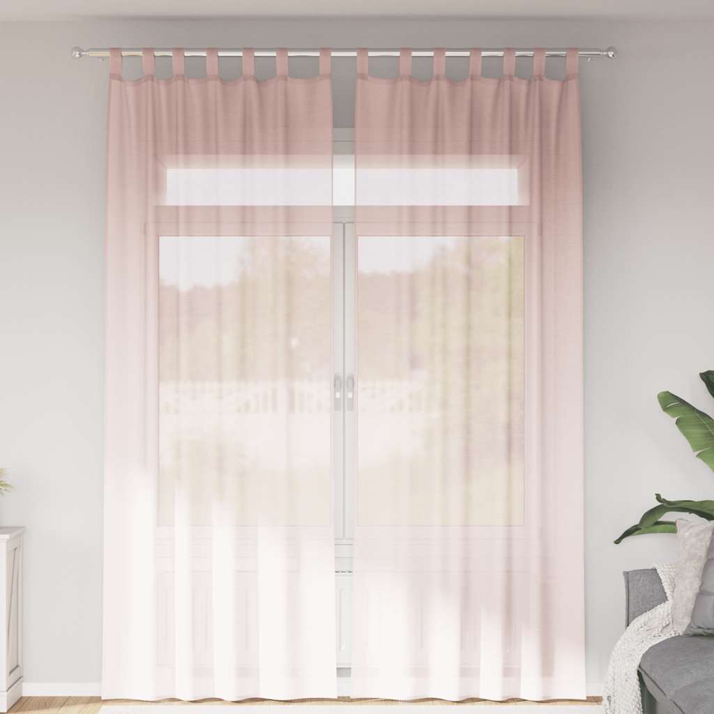 Tende in Voile con Passanti 2 pz Rosa Chiaro 140x260 cm | homemem39