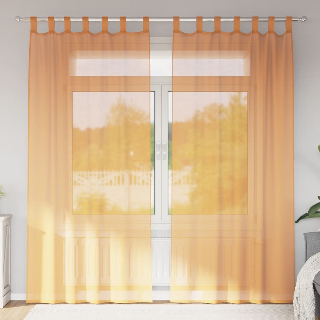 Tende in Voile con Passanti 2 pz Arancio 140x225 cm | homemem39