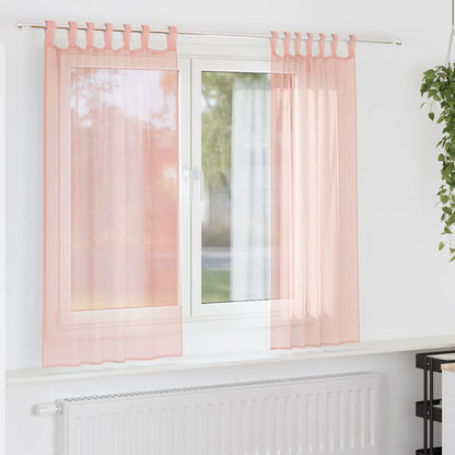 Tende in Voile con Passanti 2 pz Rosa 140x140 cm | homemem39