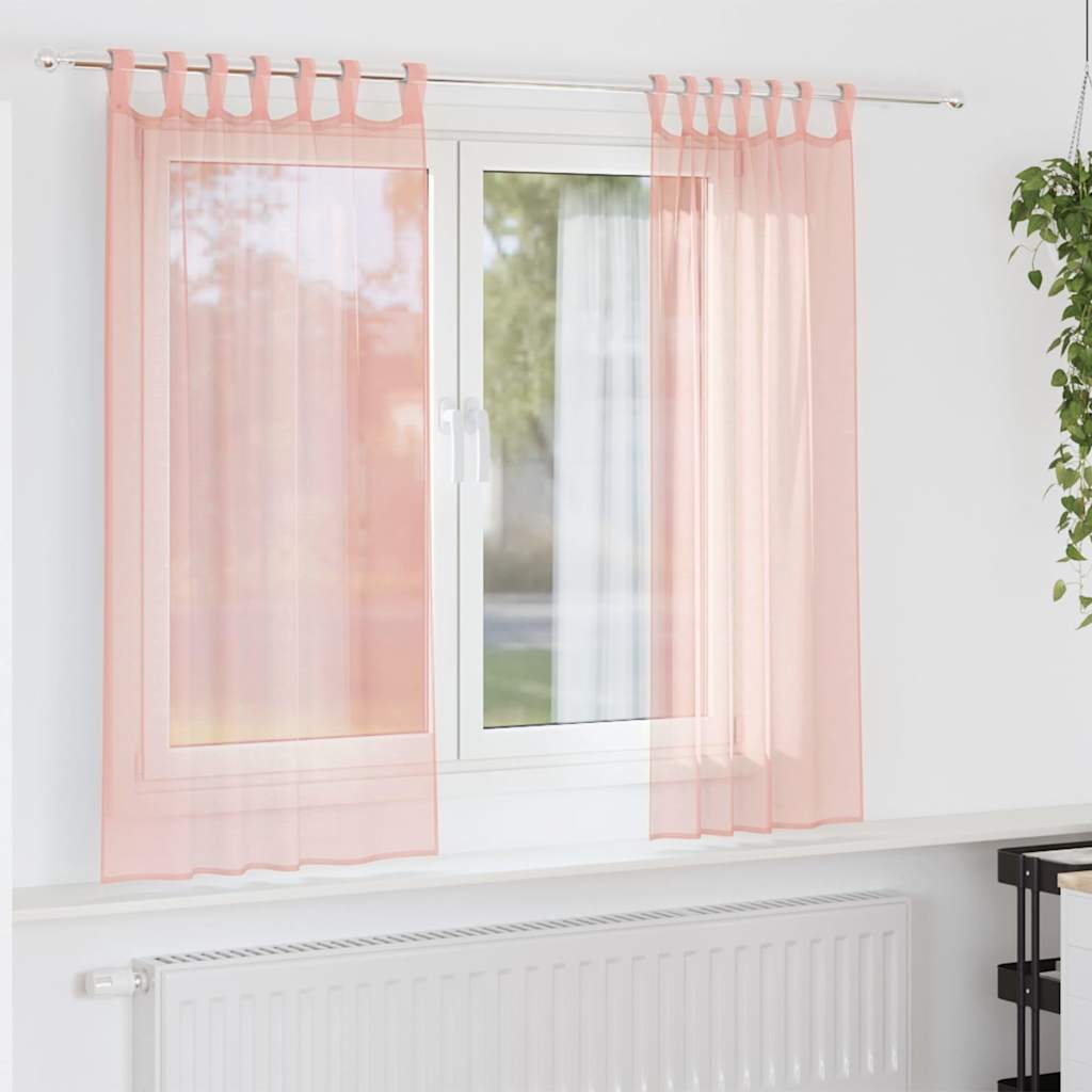 Tende in Voile con Passanti 2 pz Rosa 140x175 cm | homemem39