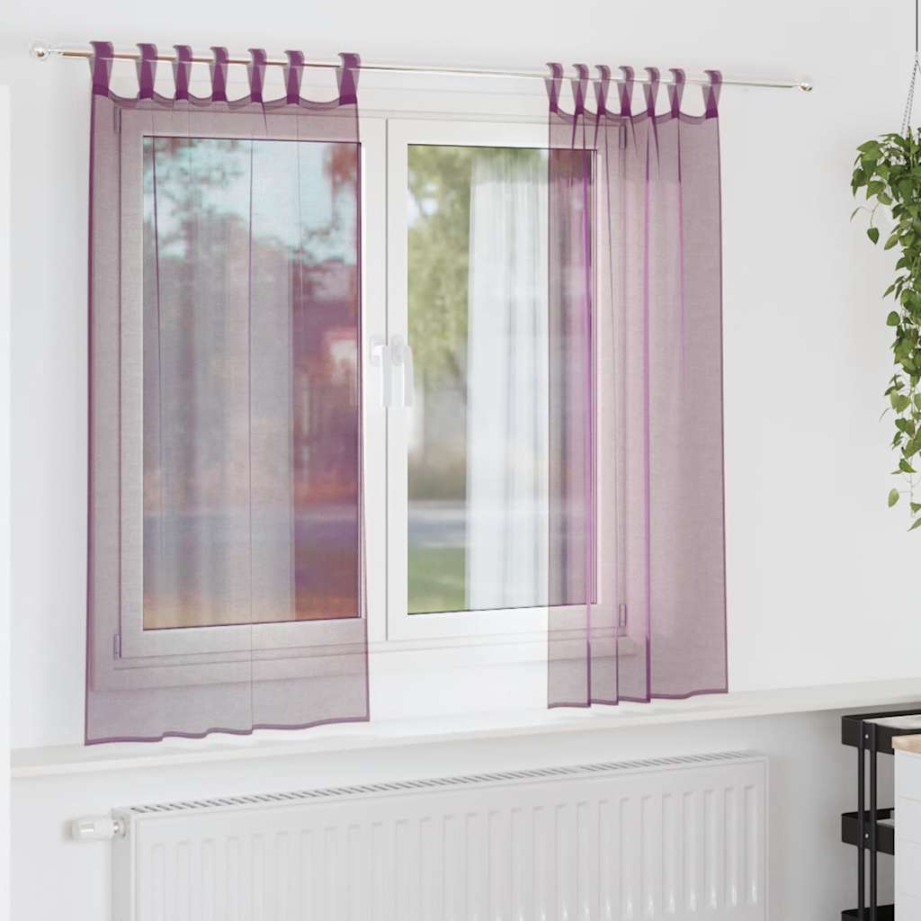 Tende in Voile con Passanti 2 pz Viola 140x140 cm | homemem39