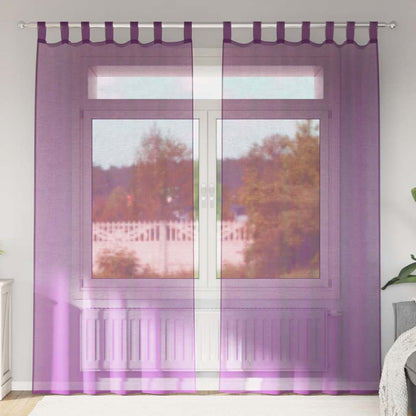 Tende in Voile con Passanti 2 pz Viola 140x225 cm | homemem39