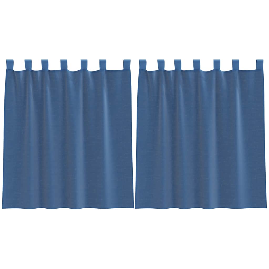 Tende in Voile con Passanti 2 pz Blu Reale 140x140 cm