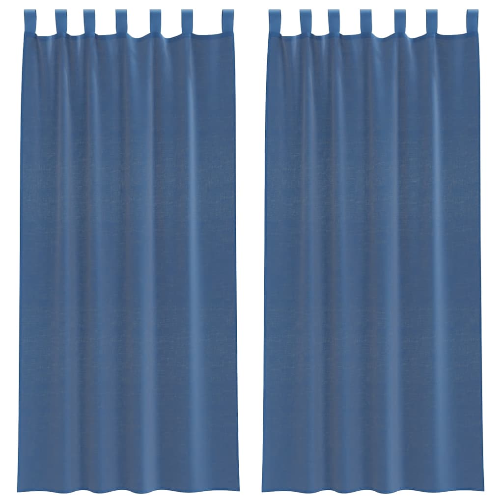Tende in Voile con Passanti 2 pz Blu Reale 140x245 cm | homemem39