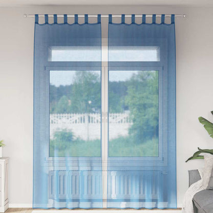 Tende in Voile con Passanti 2 pz Blu Reale 140x260 cm | homemem39