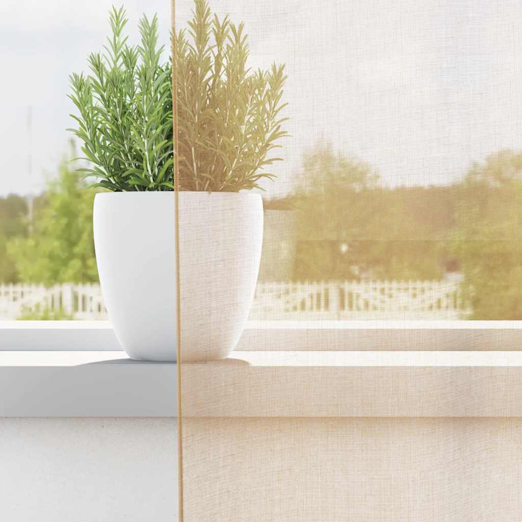 Tende in Voile con Passanti 2 pz Sabbia 140x140 cm | homemem39
