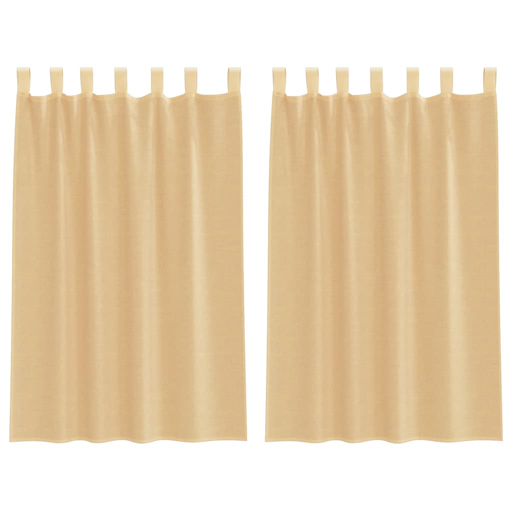 Tende in Voile con Passanti 2 pz Sabbia 140x175 cm