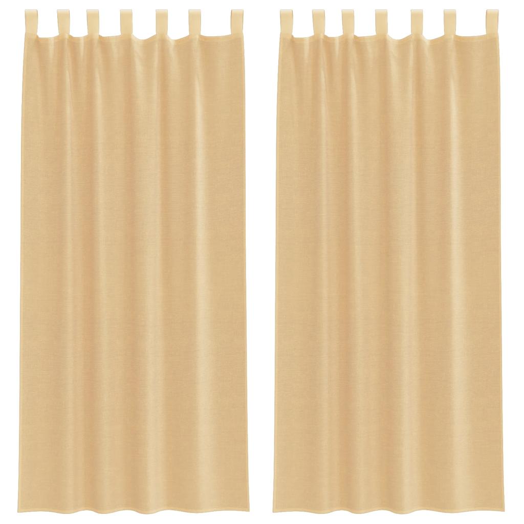 Tende in Voile con Passanti 2 pz Sabbia 140x245 cm | homemem39