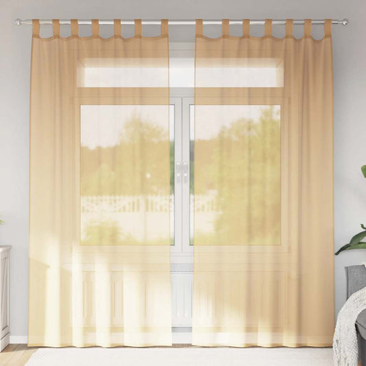 Tende in Voile con Passanti 2 pz Sabbia 140x245 cm | homemem39