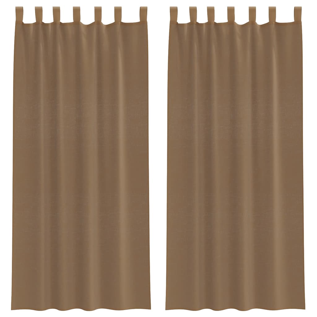 Tende in Voile con Passanti 2 pz Marrone Chiaro 140x225 cm | homemem39