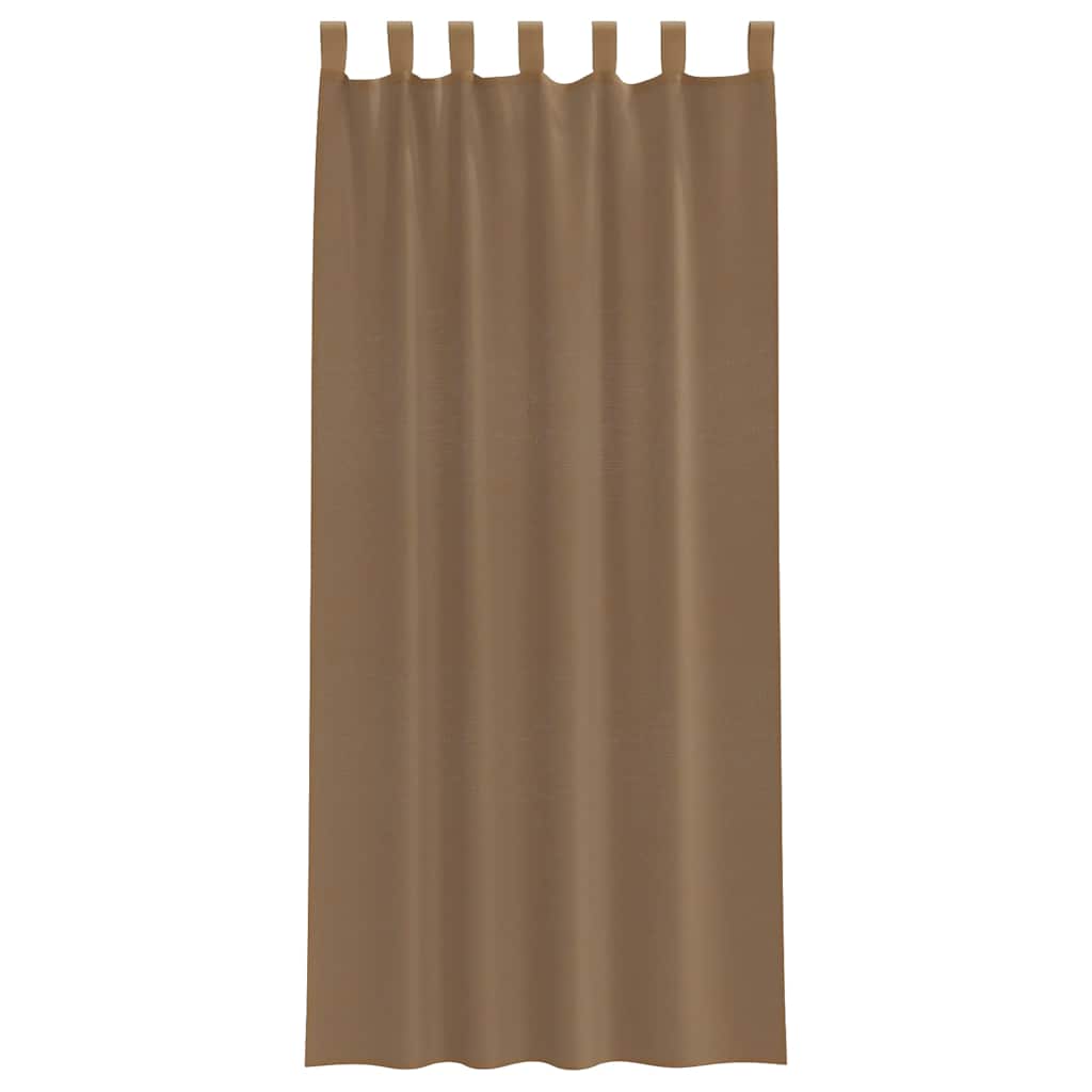 Tende in Voile con Passanti 2 pz Marrone Chiaro 140x245 cm