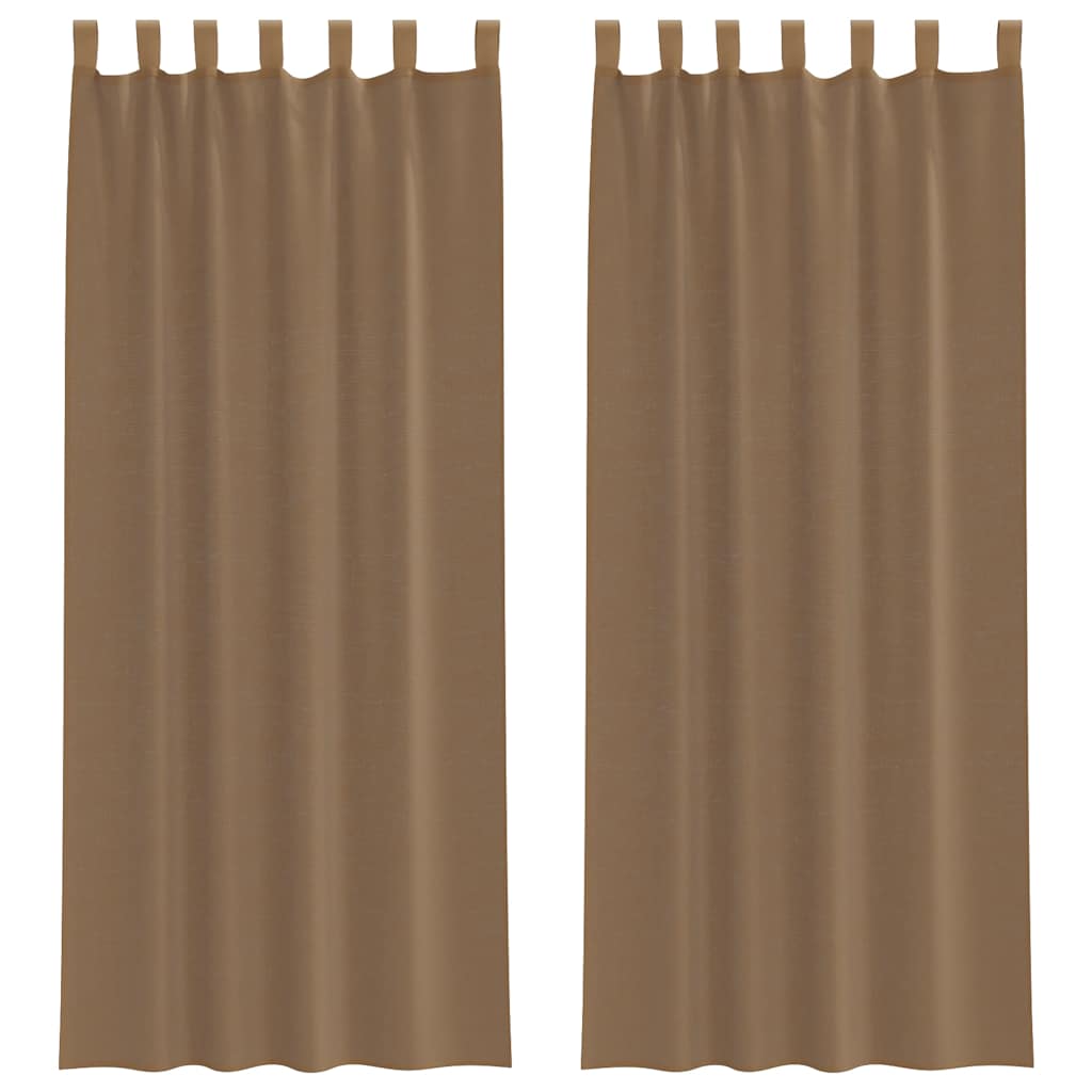 Tende in Voile con Passanti 2 pz Marrone Chiaro 140x260 cm | homemem39