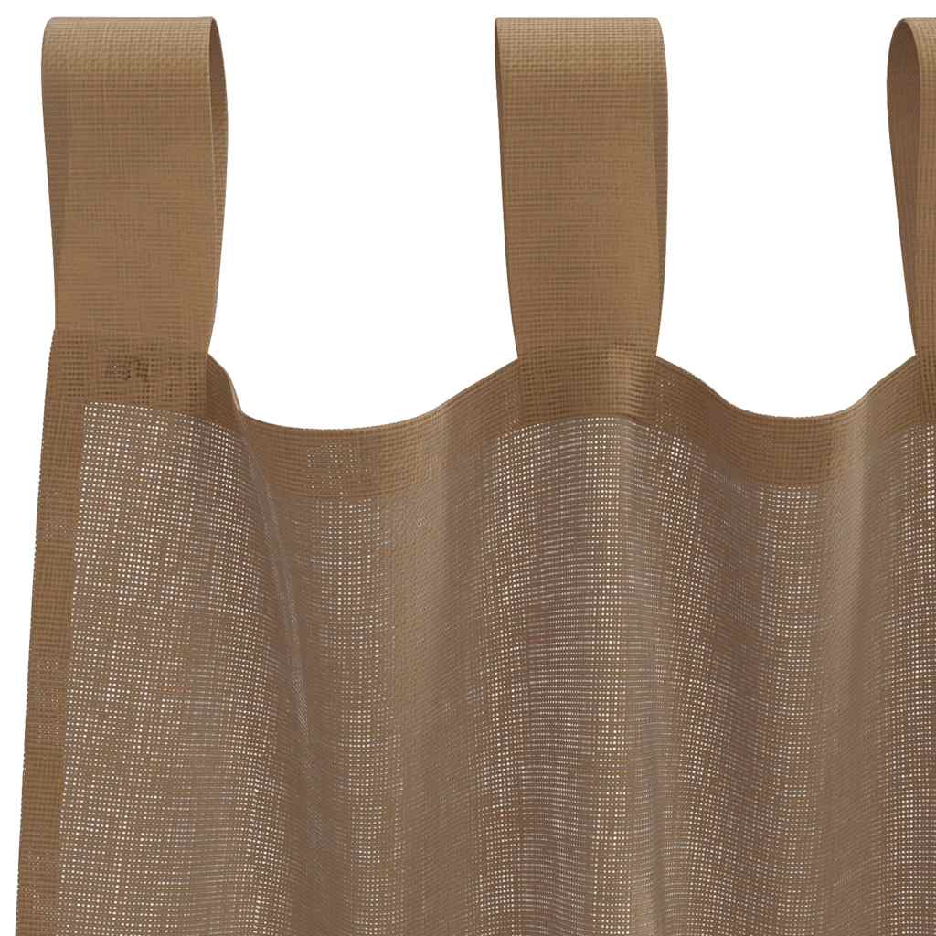 Tende in Voile con Passanti 2 pz Marrone Chiaro 140x260 cm | homemem39