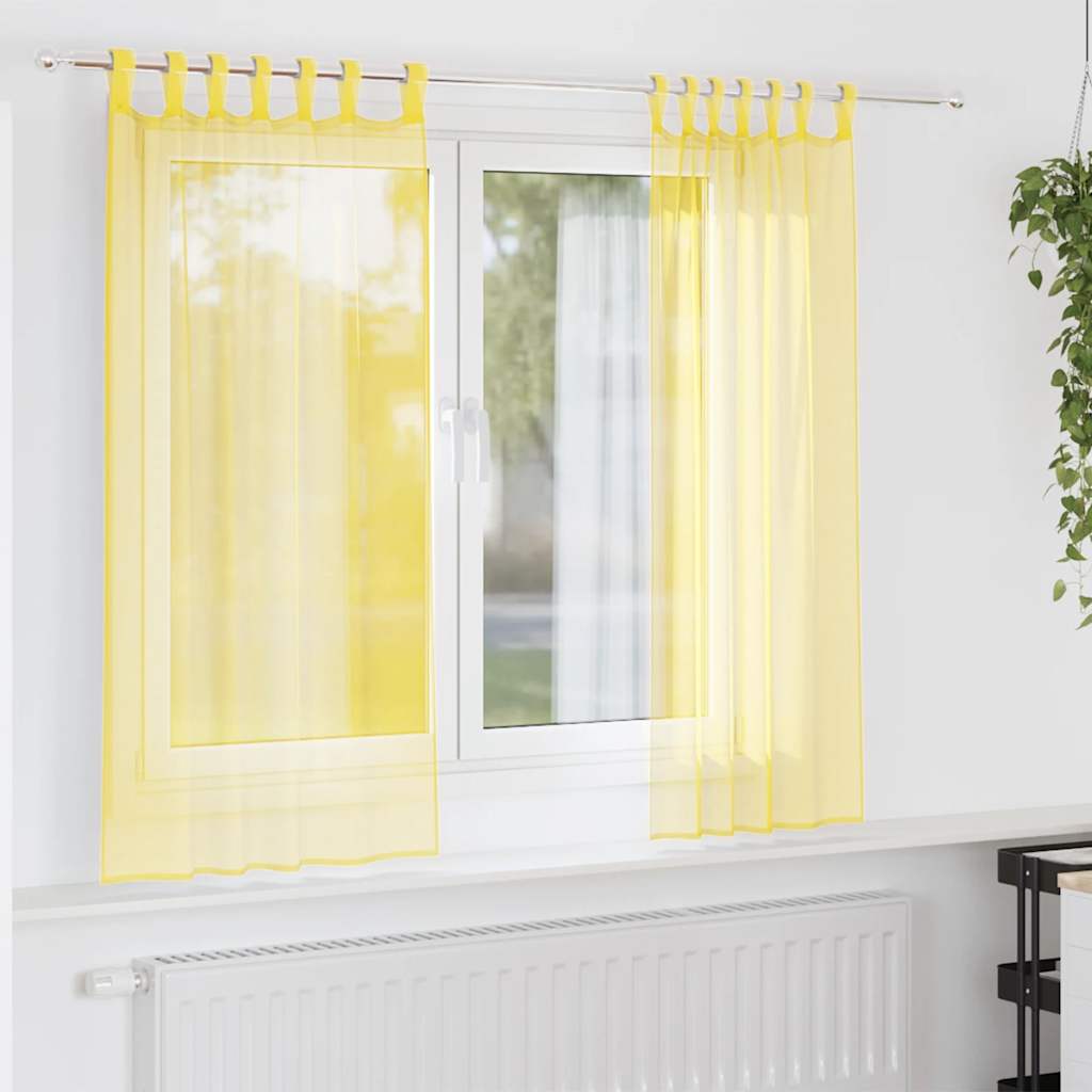 Tende in Voile con Passanti 2 pz Giallo 140x175 cm | homemem39
