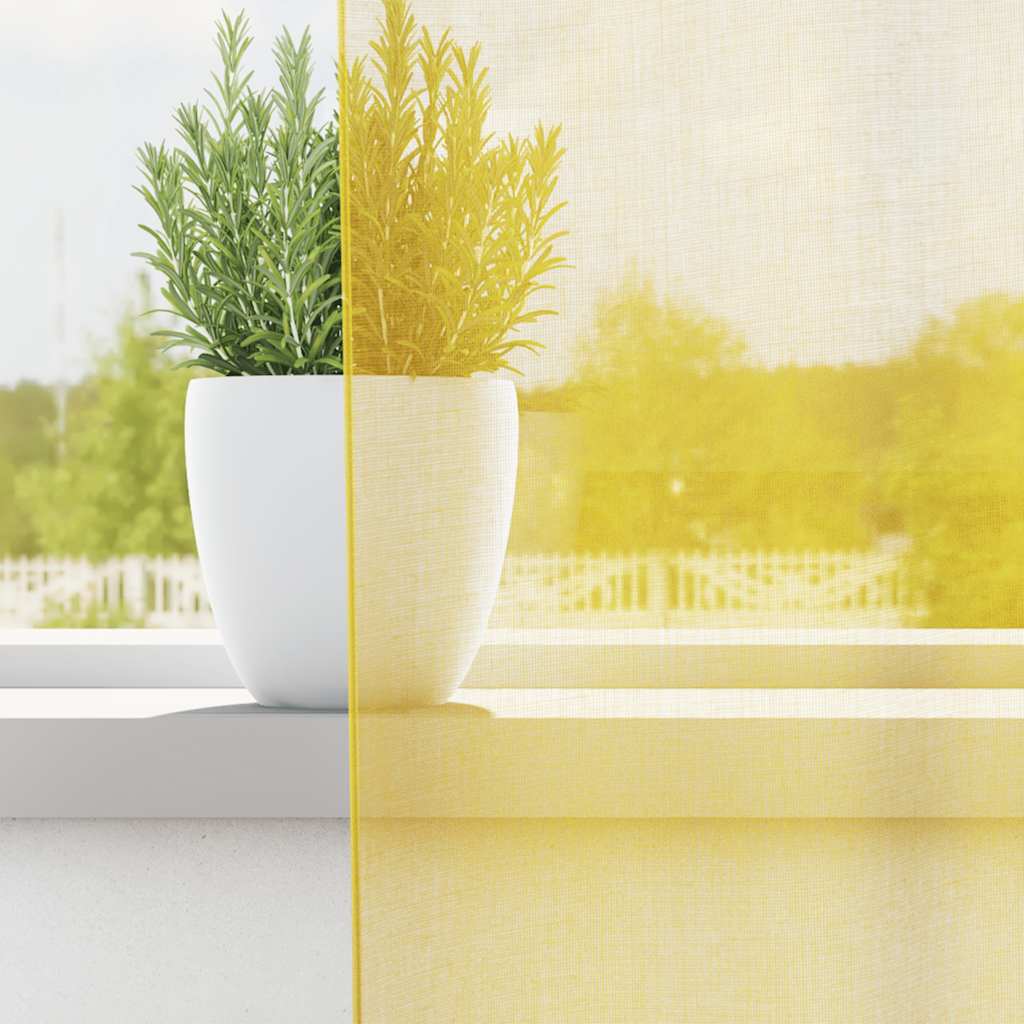 Tende in Voile con Passanti 2 pz Giallo 140x225 cm | homemem39