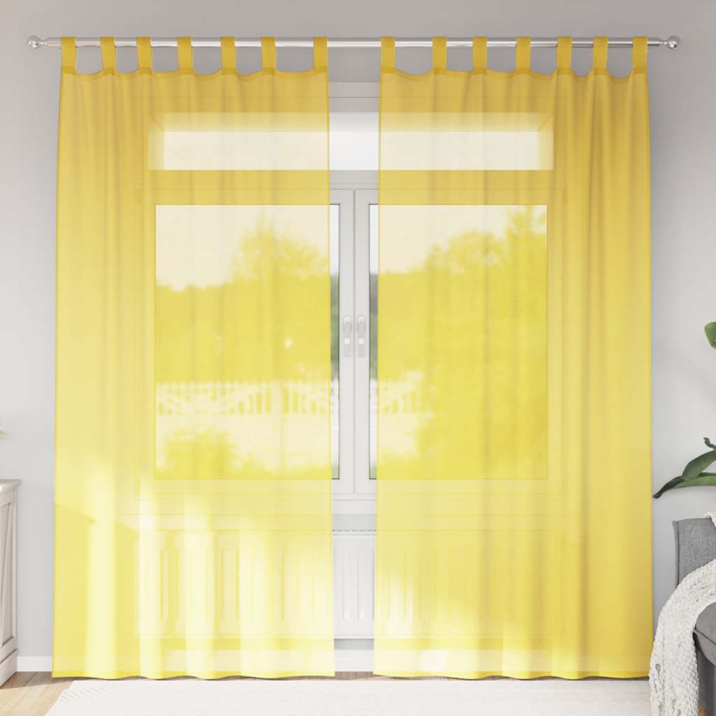 Tende in Voile con Passanti 2 pz Giallo 140x225 cm | homemem39