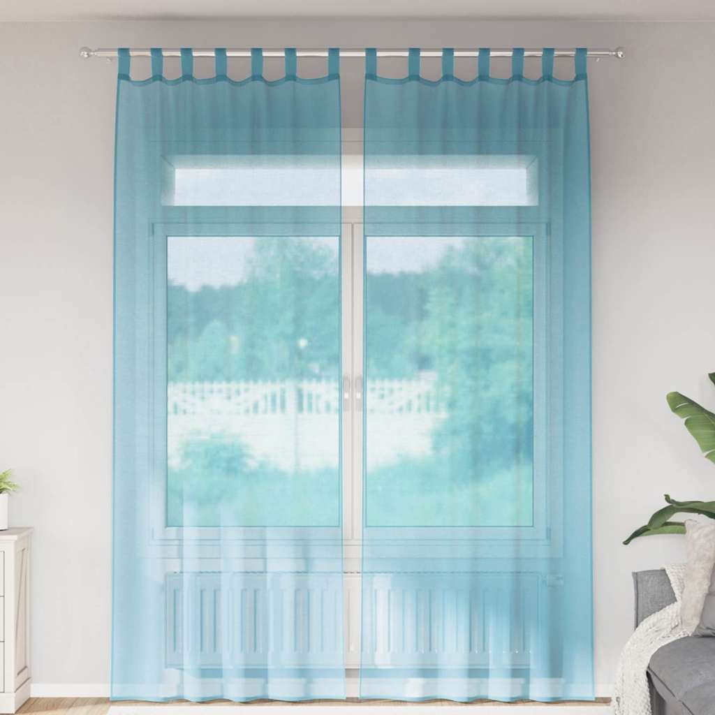 Tende in Voile con Passanti 2 pz Turchese 140x260 cm