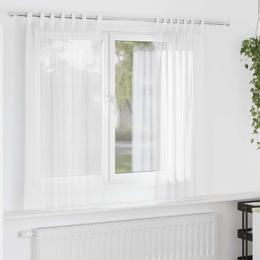 Tende in Voile con Passanti 2 pz Bianco 140x140 cm | homemem39